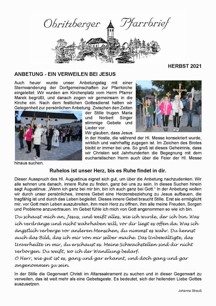 Pfarrbrief Herbst 2021