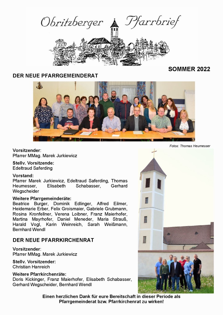 Pfarrbrief Sommer 2022