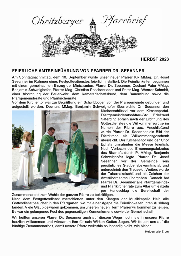 Pfarrbrief Herbst 2023