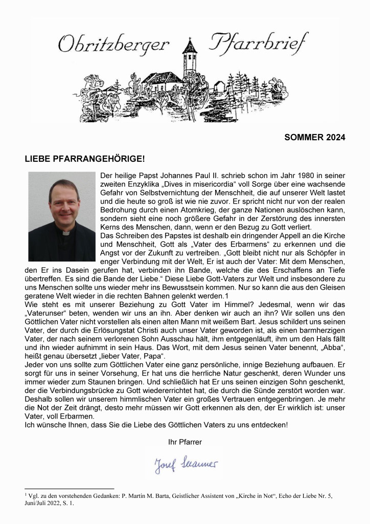 Pfarrbrief Sommer 2024