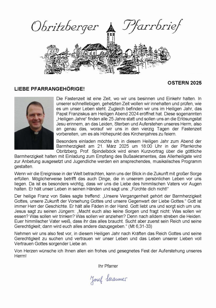 Pfarrbrief Ostern 2025